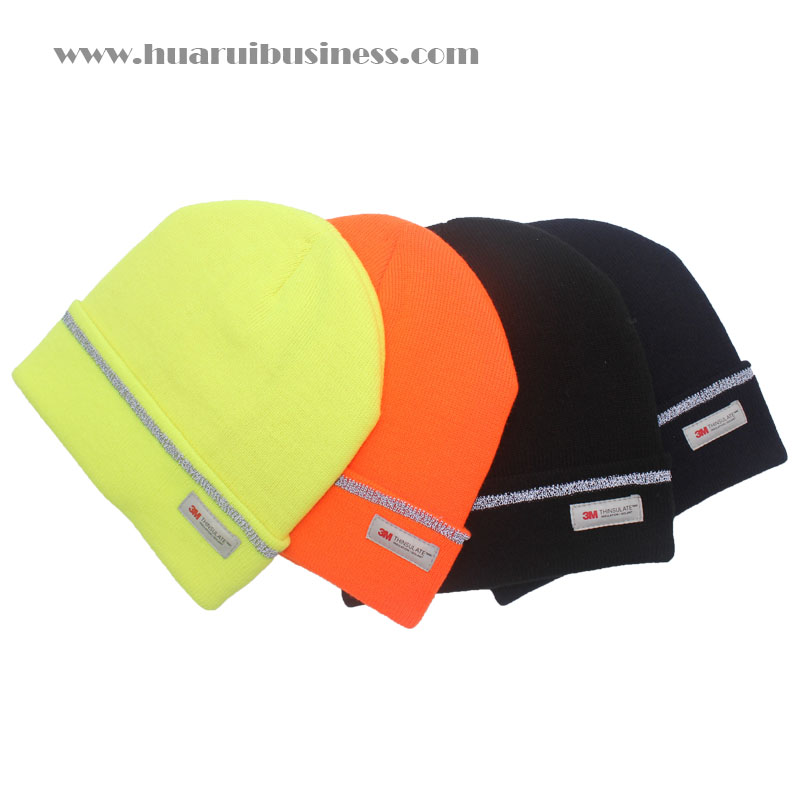 Alta visibilità sicurezza cappello a berretto a berretto, maggiore visibilità beanie con strisce riflettenti