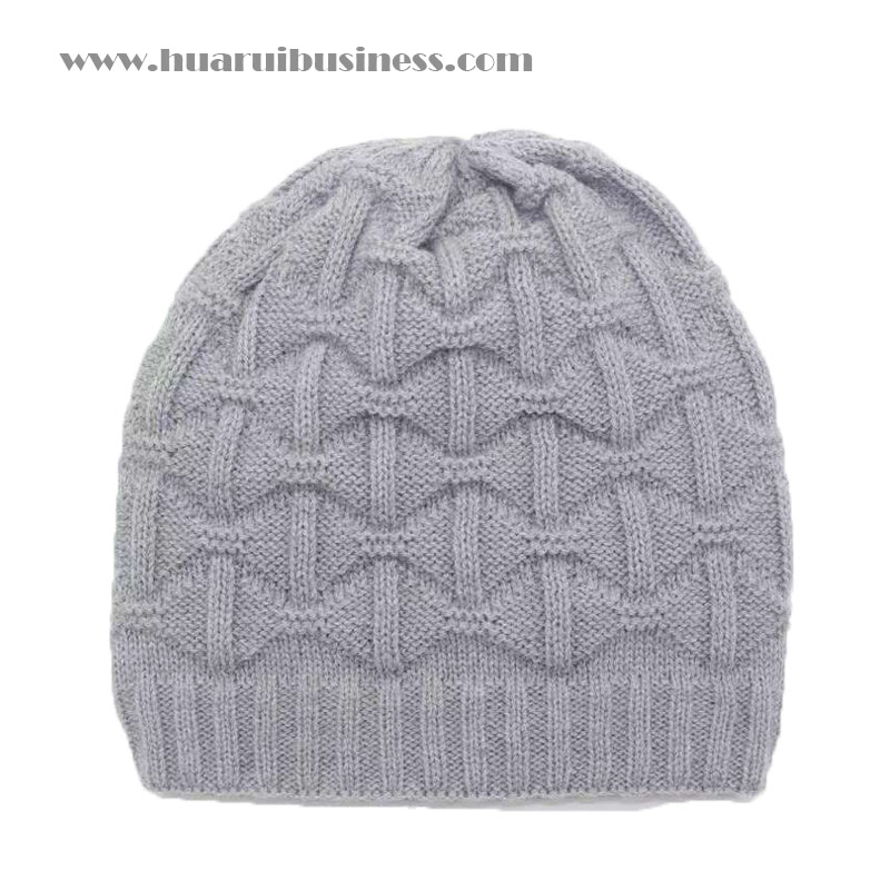 berretto d'inverno senza polsini, cappello a maglia acrilica, tuque, colore solido, con jacquard