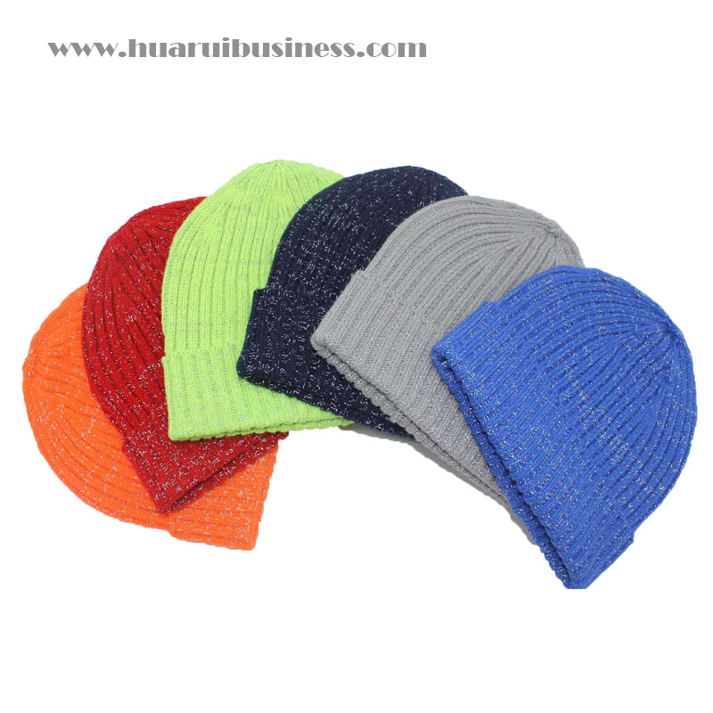 Pelliccia a maglia acrilica, cappello, tuque, unisex, berretto invernale con effetto riflettente